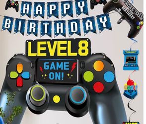 Level 8 birthday banner video game
