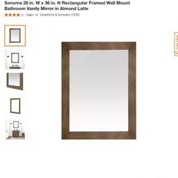 Sonoma 28 in. W x 36 in. H Rectangular Framed Wall Mount Bathroom Vanity Mirror in Almond Latte