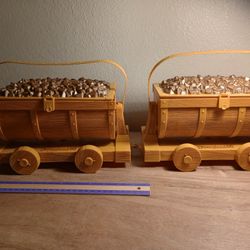 Two Disneyland 60th Anniversary Popcorn Souvenirs Snow White Mine Carts 