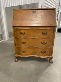 Vintage curved drop front secretary
