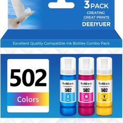Refill Ink Bottle for Epson EcoTank 502 ET-4760 ET-2760 ET-2750 ET-3760 ET-2850