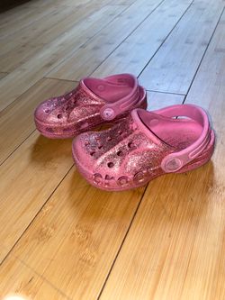 Toddler dark pink sparkly crocs size C7
