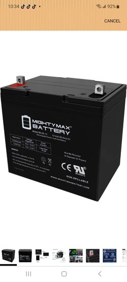 Mighty Max Battery ml55-12 - 12 Volt 55 ah, nut and Bolt (nb) Terminal, Rechargeable SLA agm Battery