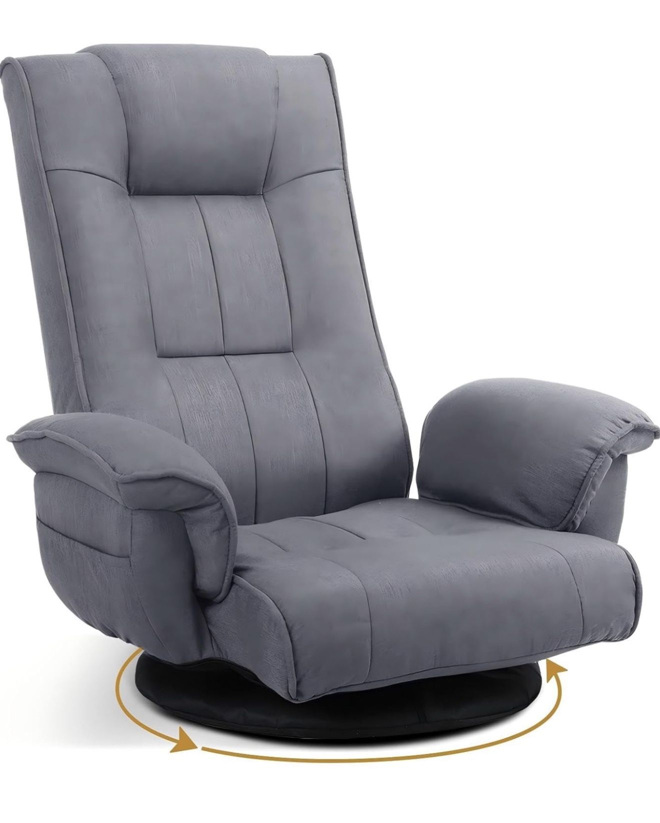 Brand New In The Box- Ergonomic Swivel Floor Gaming Chair with Armrests & Side Pockets, 6-Position Reclining Sofa Bed, Foldable Padded Lounger with Th