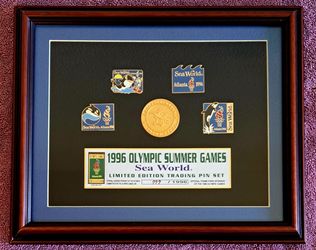 1996 U.S. Olympics Summer Games Limited Edition Sea World Framed Pins Set #777/1996