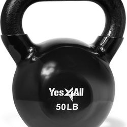 50 Lbs Yes4All Kettlebells Rubber Base, Kettlebell Set for Women, Strength Training Kettlebells Weights 