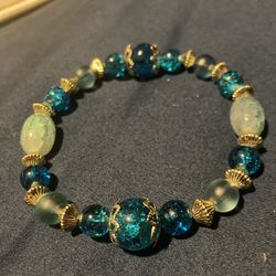 Turquoise Glass Beaded Bracelet