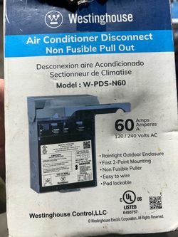 Westinghouse AC Disconnect Non Fusible Pull Out 60A