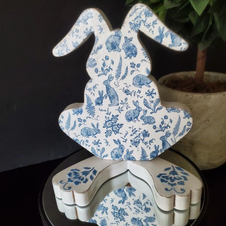 New Cute Handmade Bunny In Excellent Condition Serious Buyers And FIRM Offers Only Riser And Topiary Not Included