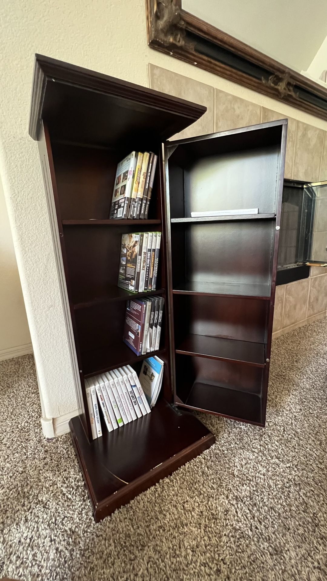 Set of matching DVD/CD/Movie/Game Cabinets Swing Away Small Wood Vertical Media Cabinet CD & DVD Storage (325 CDs or 215 DVDs) for each one