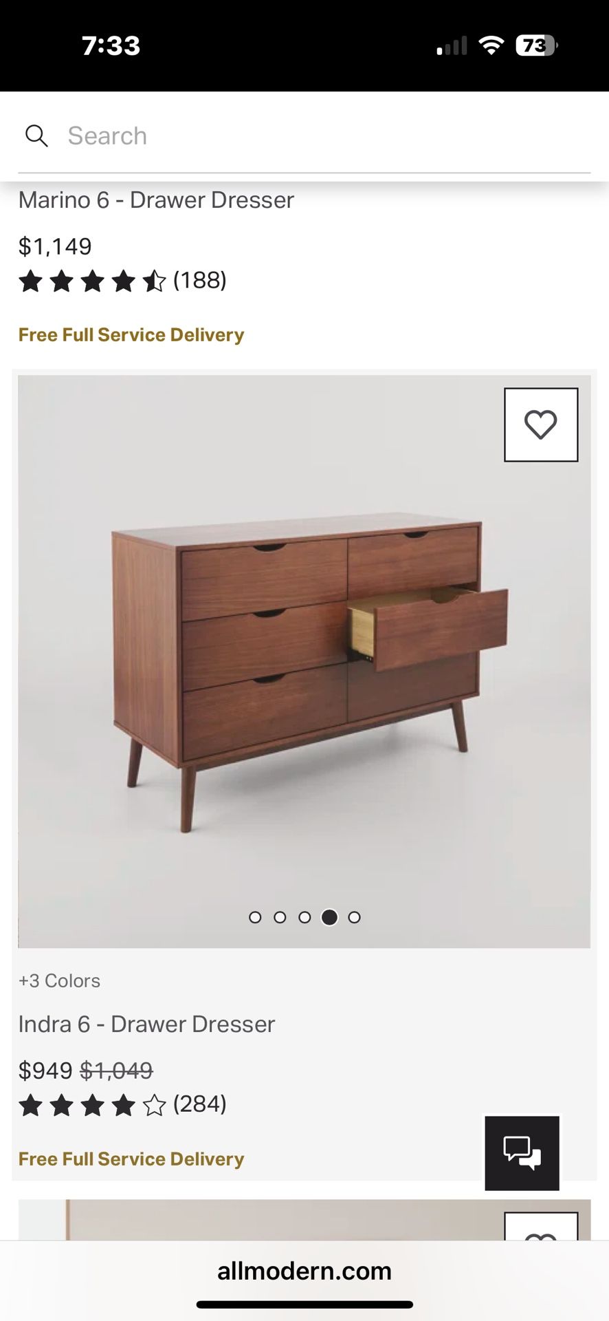 Mid Century Modern Wood Dresser