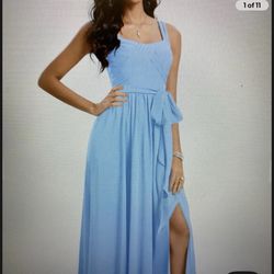 Lulu’ Baby Blue Chiffon Formal, Sz M