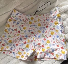 White Fruit Print "Ciao" Shorts with Tags