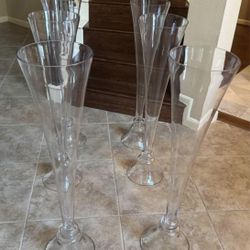 40” Glass Trumpet Floor Vase Reversible Clarinet Style Clear