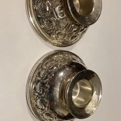 Ornate Sterling Silver Floral Candle Holders
