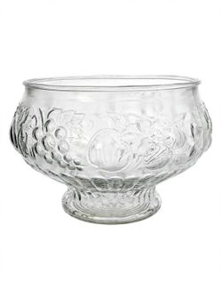 Vintage Indiana Glass Punch Bowl Set - Fruit Pattern - Bowl + 12 Cups - $40
