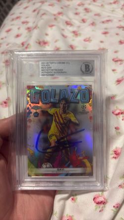 Gavi Signed 2021-22 Topps Chrome UCL Golazo #G-10 RC | Beckett Auth