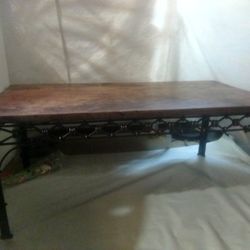 Cast Iron Base Coffee Table, Real Wood Top.
