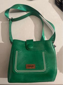 Wrangler Green Faux-Leather Shoulder Crossbody with Embellished Front Pocket