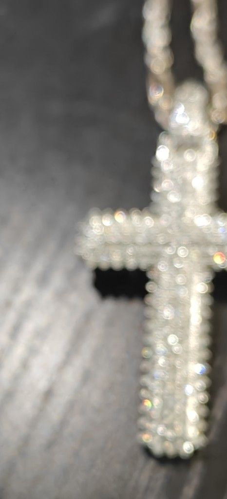 Vs1 Natural Diamond Cross Pendant 10k 14gs