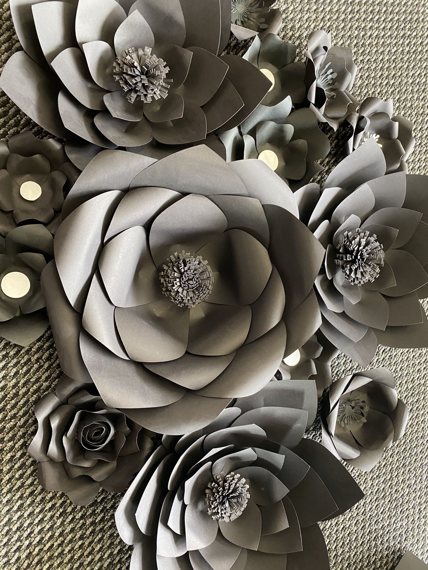 Black Paper Flowers Wedding Baby Shower Birthday Decorations