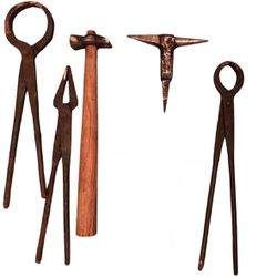 Blacksmith Tool Lot, Tongs Hammer & Anvil 