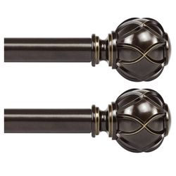 NEW! KAMANINA 1” Curtain Rod Telescoping Single Drapery Rod 28”- 48” (2.3-4 Feet), 2 Pack, Bronze
