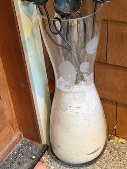 HUGE 25.75" HANDMADE GLASS VASE DESIGNER PIA AMSELL, POLAND, IKEA BLOMSTER