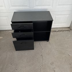 Lateral File Cabinet, Home Office Printer Stand, with 3 Drawers and Open Storage Shelves, for A4 Letter Size Documents, Black with Wood Grain🔥🔥‼️‼️