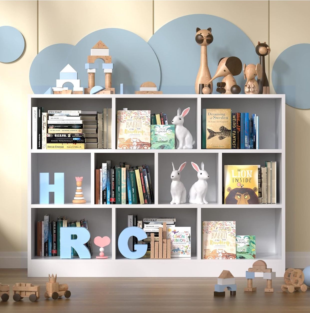 Cozy Castle White Bookshelf, 3-Tier Open Shelf Bookcase