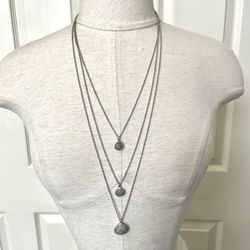 Loft 3 Tier Long Chain Pendant Necklace 