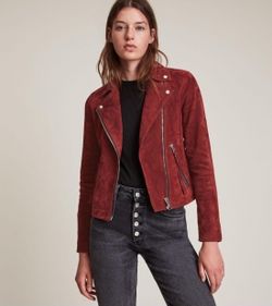 All Saints Biker Jacket Dalby Red Suede