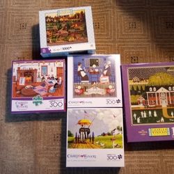 Lot Of 5 Charles Wysockis Jigsaw Puzzles