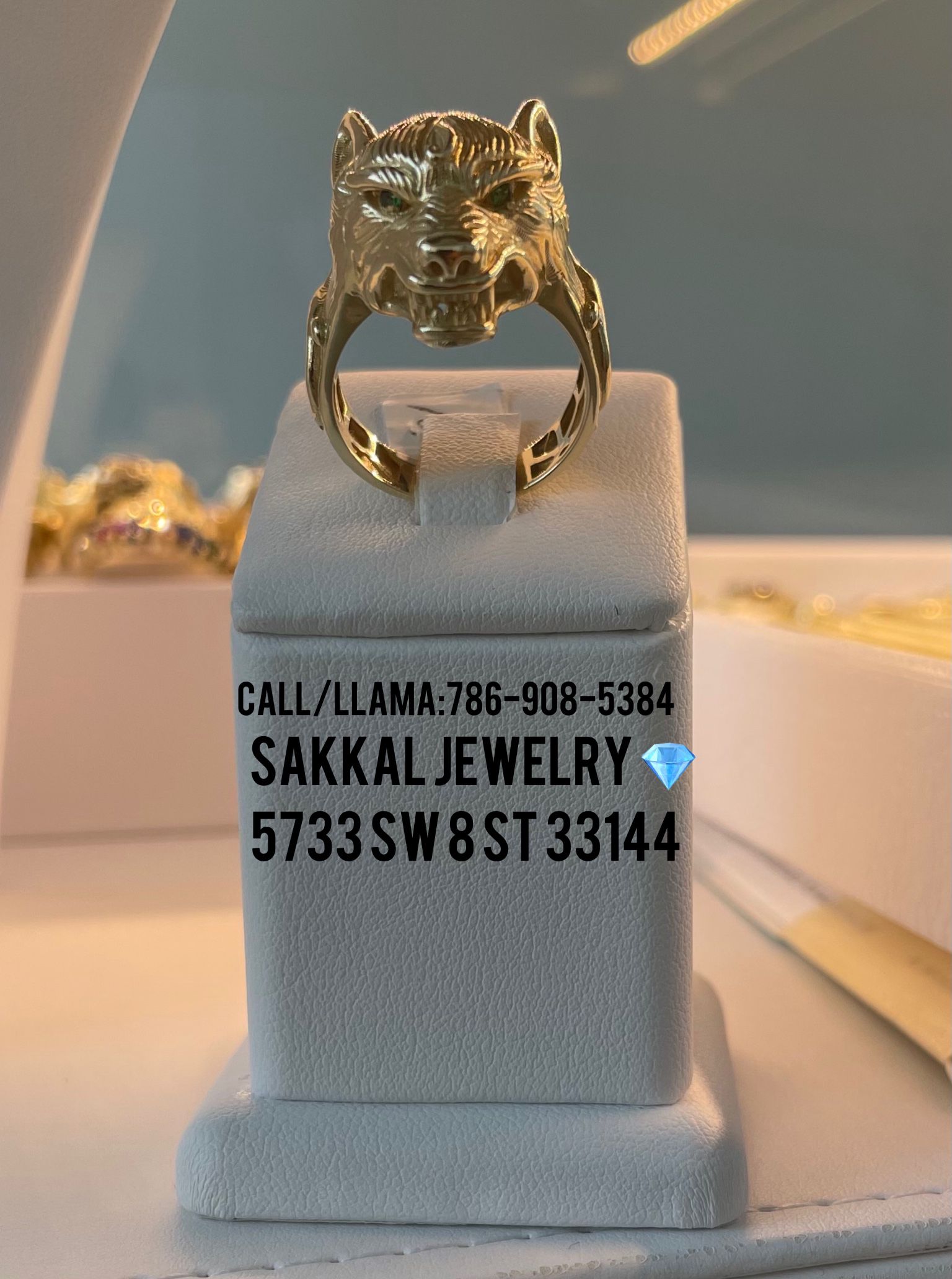 10K Gold Ring Green-Eyed Wolf 🐺. Can Finance Without Credit For $70 