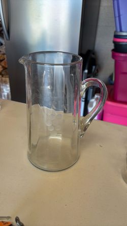 Vintage glass pitcher and six glasses