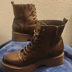 Brown Leather Combat Boot