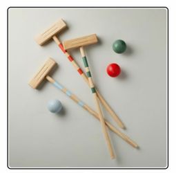 Wooden Croquet Set with Mallets and Balls