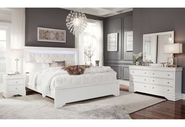 Classic design 6 pc bedroom set features led light & crystal on the headboard in various