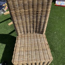 6 Rattan Chairs Solid Wood 