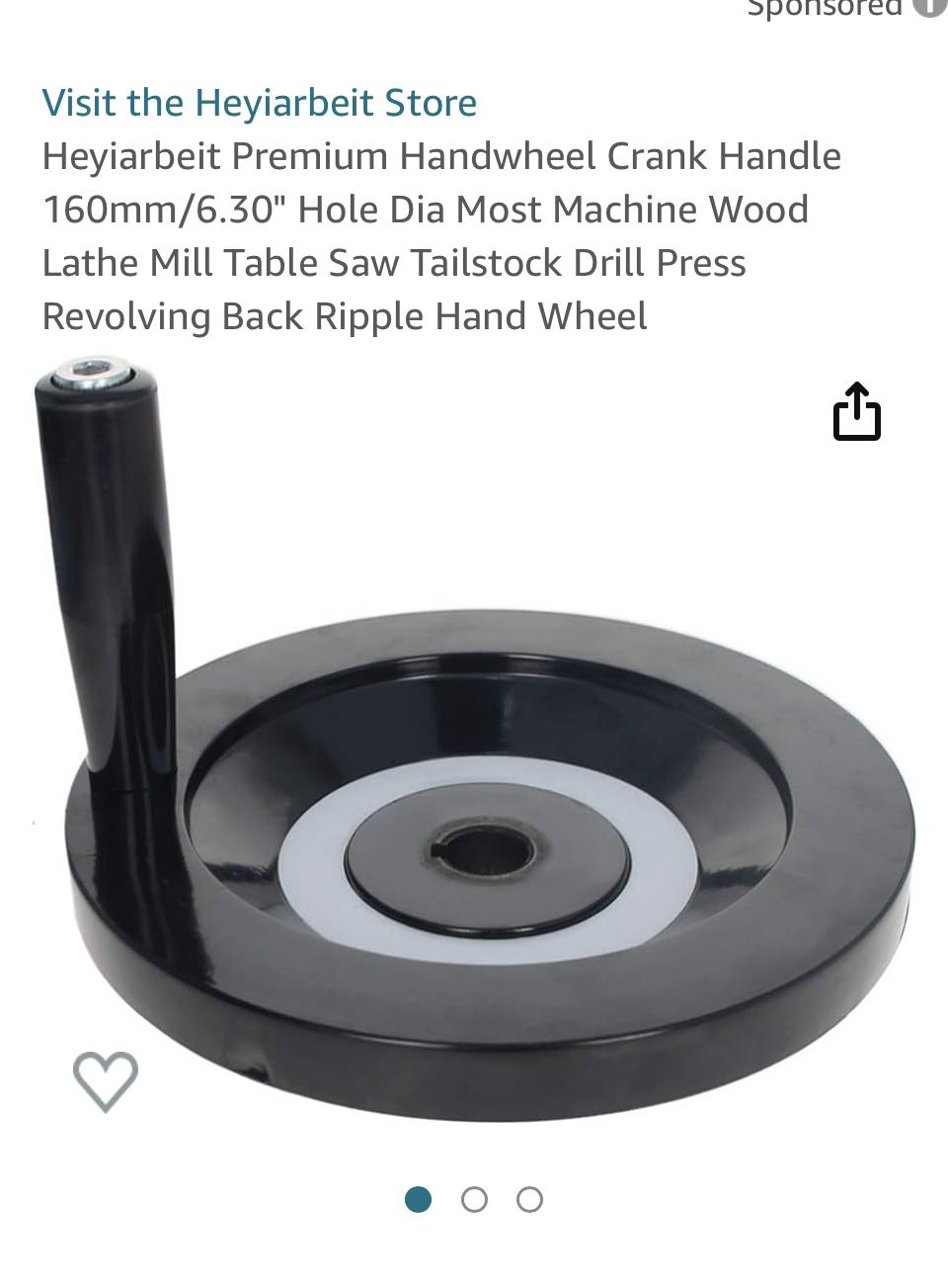Heyiarbeit Premium Handwheel Crank Handle 160mm/6.30" Hole Dia Most Machine Wood Lathe Mill Table Saw Tailstock Drill Press Revolving Back Ripple Hand
