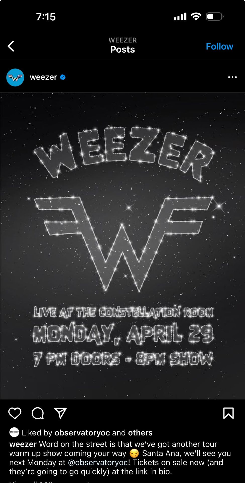 Weezer At The Constellation Room Santa Ana 4/29