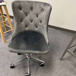Velvet Tuft Grey Adjustable Modern Office Chair with Wheels