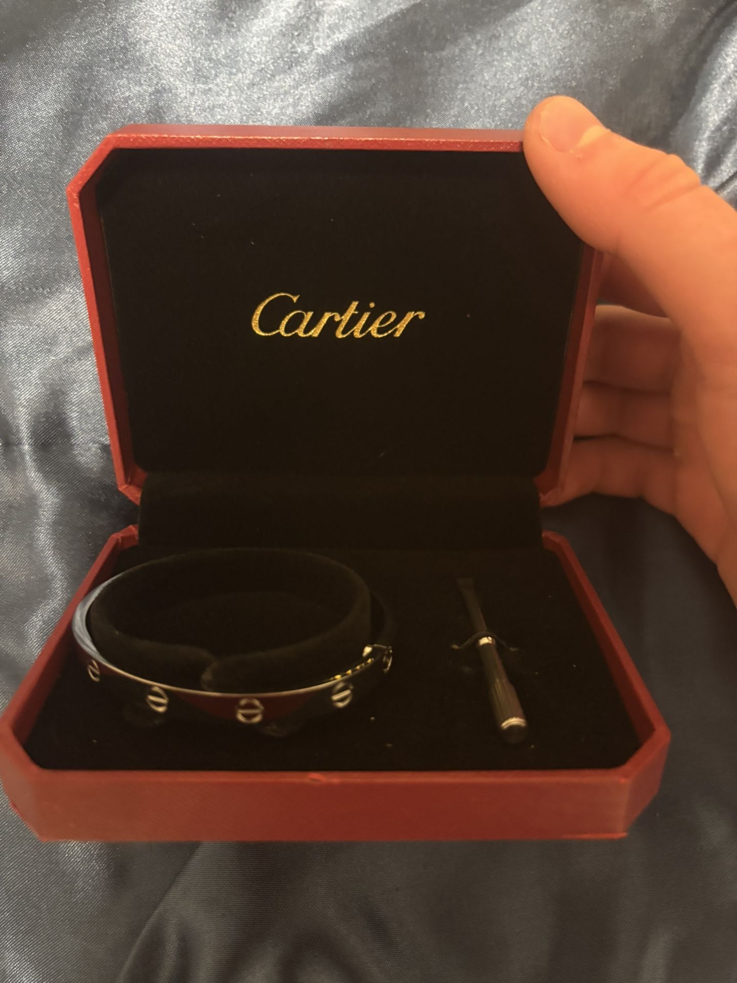 Cartier Love Silver Bracelet Size 17