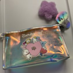 The crème bt21 cosmetic bag