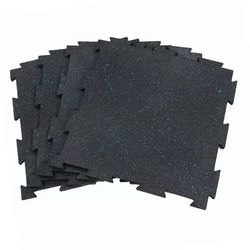 Interlocking Rubber Tile 20x20x3/8 Inch （6 pcs）, gym rubber floor DIY Gym Floor 