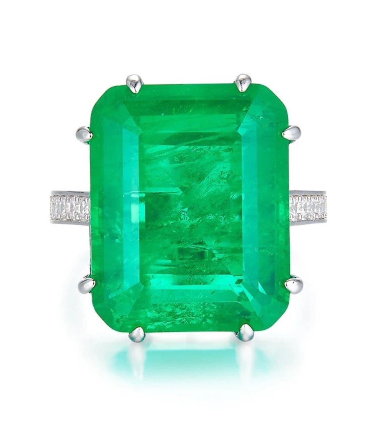 ✅Luxury Inlay Emerald Stone Ring Jewelry Solid 925 Sterling Silver Rings For Women Size 6,7,8