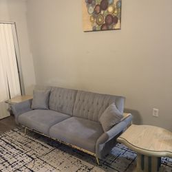 Sleeper New Velvet Sofa, End Tables, Rug!