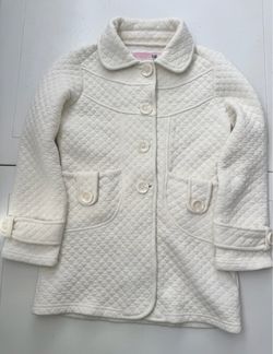 Girls Cream/Off-White Quilted Peacoat Jacket - Size M