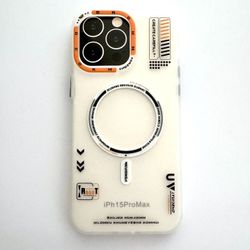 Brand new iPhone 15 Pro Max Frost White Case With Shock Protection Bubbles Magnetic Wireless Charging 