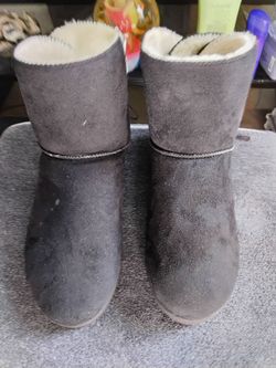 Mudd Black Faux-Suede Sherpa Fold-Over Winter Boots Sz 8.5